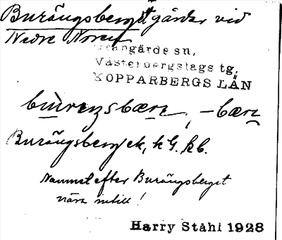 Bild på arkivkortet för arkivposten Burängsberget