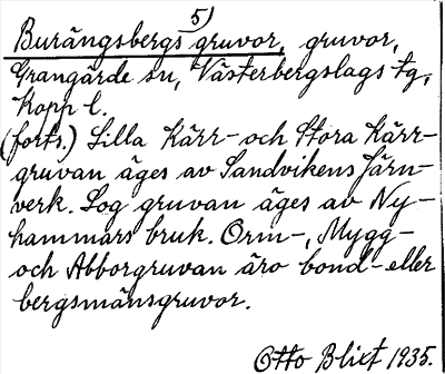 Bild på arkivkortet för arkivposten Burängsbergs gruvor