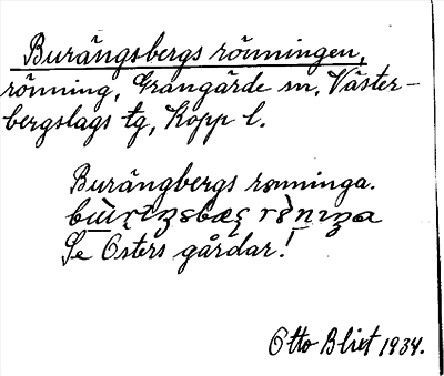 Bild på arkivkortet för arkivposten Burängsbergs rönningen, se Osters gårdar