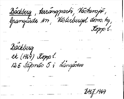 Bild på arkivkortet för arkivposten Bäckberg