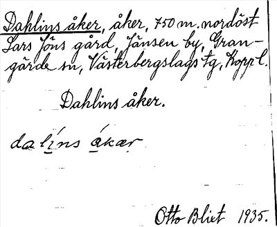 Bild på arkivkortet för arkivposten Dahlins åker