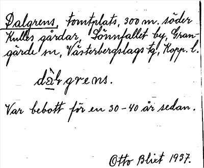 Bild på arkivkortet för arkivposten Dalgrens