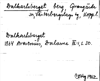 Bild på arkivkortet för arkivposten Dalkarlsberget