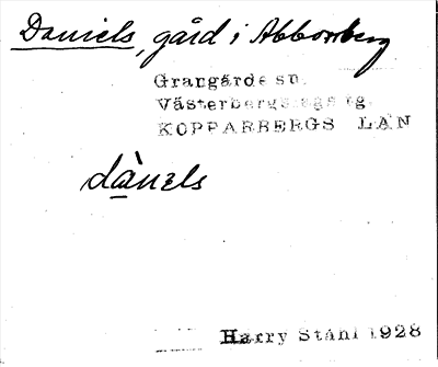 Bild på arkivkortet för arkivposten Daniels
