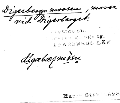 Bild på arkivkortet för arkivposten Digerbergsmossen