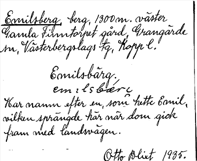 Bild på arkivkortet för arkivposten Emilsberg