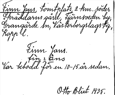 Bild på arkivkortet för arkivposten Finn Jans