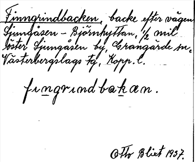 Bild på arkivkortet för arkivposten Finngrindbacken