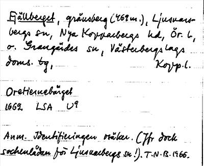 Bild på arkivkortet för arkivposten Fjällberget
