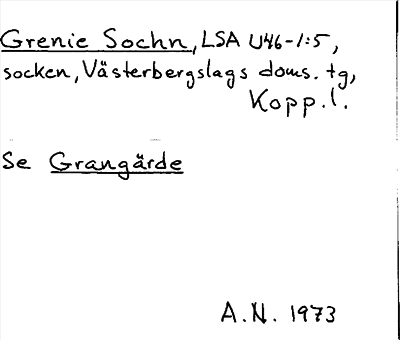 Bild på arkivkortet för arkivposten Grenie Sochn se Grangärde