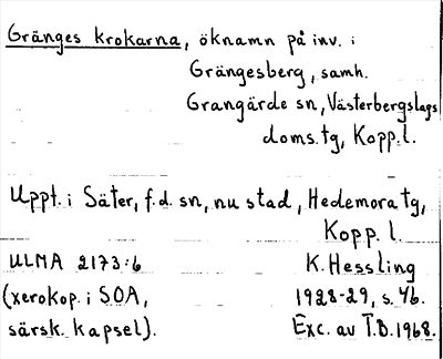 Bild på arkivkortet för arkivposten Gränges krokarna