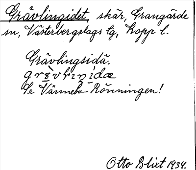 Bild på arkivkortet för arkivposten Grävlingidet, se Vännebo Rönningen
