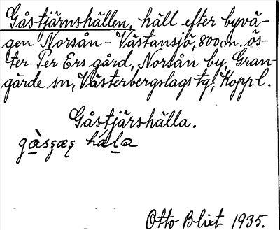 Bild på arkivkortet för arkivposten Gåstjärnshällen