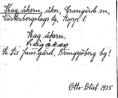 Bild på arkivkortet för arkivposten Hag åkern, se Lis Jans gård