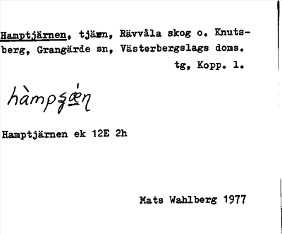 Bild på arkivkortet för arkivposten Hamptjärnen