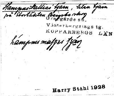 Bild på arkivkortet för arkivposten Hampus-Mattias´ tjärn