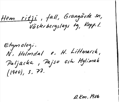 Bild på arkivkortet för arkivposten Hem ritji