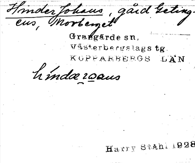 Bild på arkivkortet för arkivposten Hinder Johans