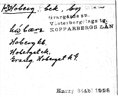 Bild på arkivkortet för arkivposten Hoberg