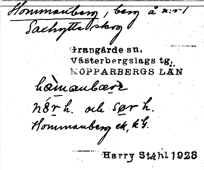 Bild på arkivkortet för arkivposten Hommanberg