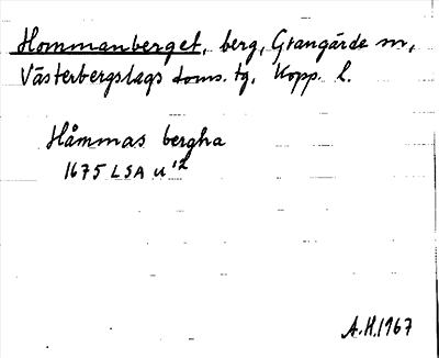 Bild på arkivkortet för arkivposten Hommanberget