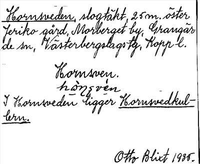 Bild på arkivkortet för arkivposten Hornsveden