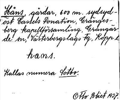 Bild på arkivkortet för arkivposten Håns