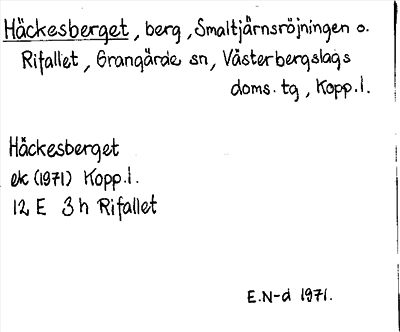 Bild på arkivkortet för arkivposten Häckesberget