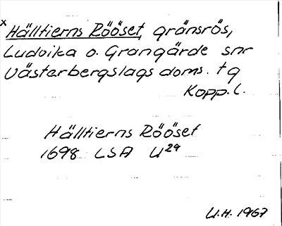 Bild på arkivkortet för arkivposten *Hälltierns Rööset