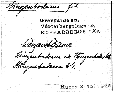 Bild på arkivkortet för arkivposten Hängenbodarna