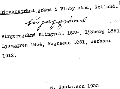 Bild på arkivkortet för arkivposten Birgersgränd