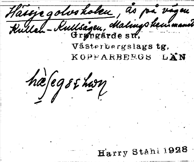 Bild på arkivkortet för arkivposten Hässjegolvsholen