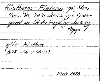 Bild på arkivkortet för arkivposten Hästbergs-Flatnan