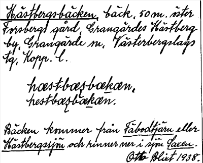 Bild på arkivkortet för arkivposten Hästbergsbäcken