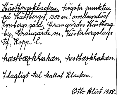 Bild på arkivkortet för arkivposten Hästbergsklacken