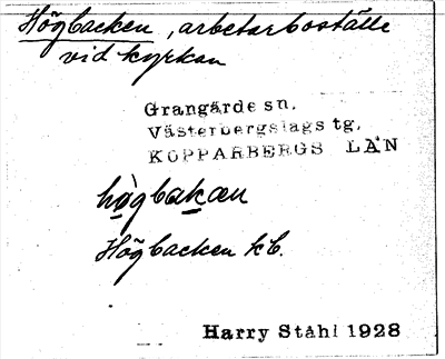 Bild på arkivkortet för arkivposten Högbacken