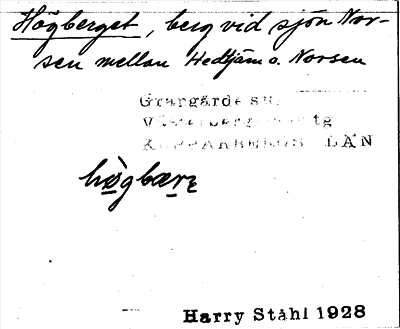 Bild på arkivkortet för arkivposten Högberget