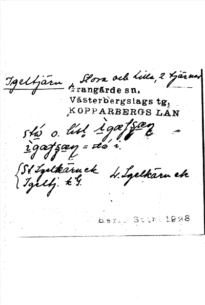 Bild på arkivkortet för arkivposten Igeltjärn, Stora och Lilla