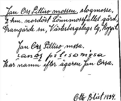 Bild på arkivkortet för arkivposten Jan Ors Pilliso mossen