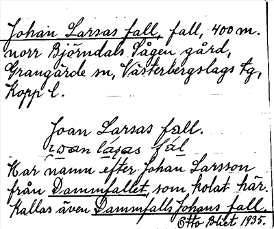 Bild på arkivkortet för arkivposten Johan Larsas fall