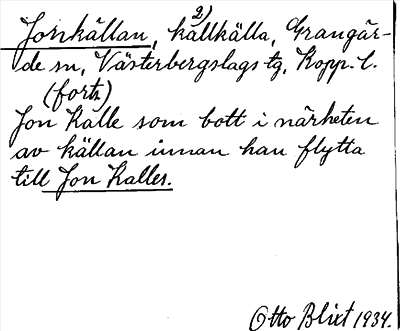 Bild på arkivkortet för arkivposten Jonkällan