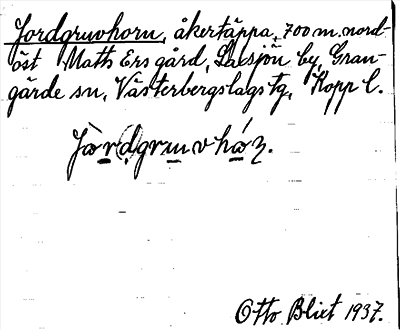 Bild på arkivkortet för arkivposten Jordgruvhorn
