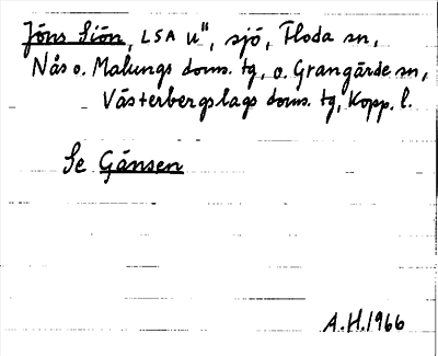 Bild på arkivkortet för arkivposten Jöns Siön se Gänsen