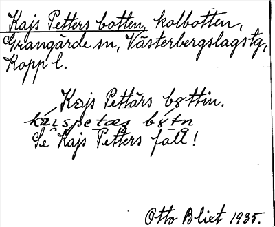 Bild på arkivkortet för arkivposten Kajs Petters botten, se Kajs Petters fall
