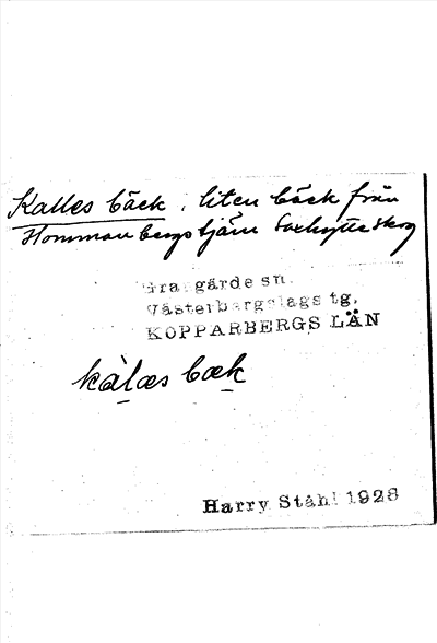 Bild på arkivkortet för arkivposten Kalles bäck