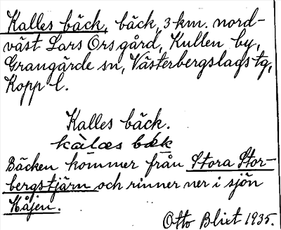 Bild på arkivkortet för arkivposten Kalles bäck