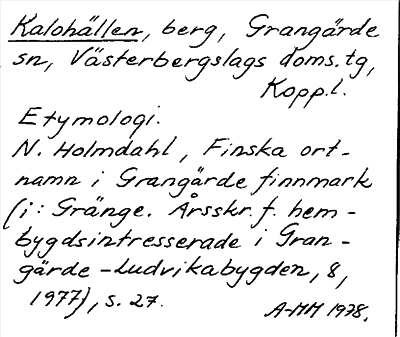 Bild på arkivkortet för arkivposten Kalohällen