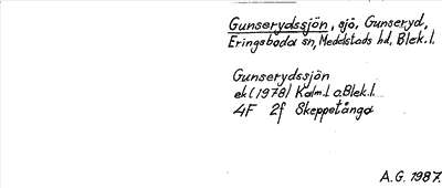 Bild på arkivkortet för arkivposten Gunserydssjön