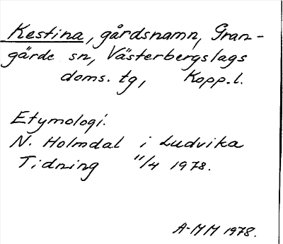 Bild på arkivkortet för arkivposten Kestina