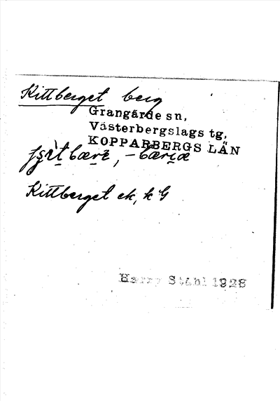 Bild på arkivkortet för arkivposten Kittberget